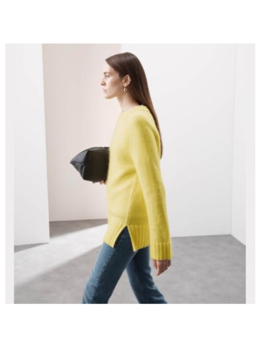 NEW Autograph by Marks and Spencer Mohair Wool Yellow Longline Sweater US 10